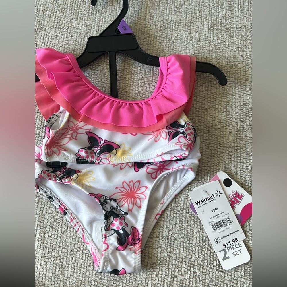 Disney Minnie Mouse Pink and White Kids Bikini